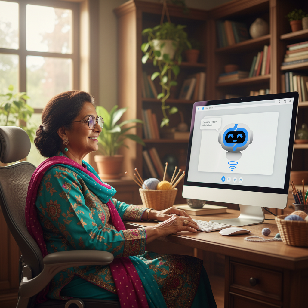 South Asian woman in her late 60s